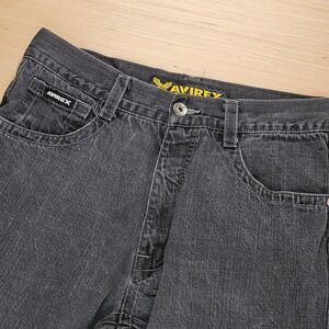 AVIREX Mens Charcoal Wash Denim Jeans Size 36x32 Fits 36x29 Straight Leg READ